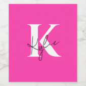 Moderne Levendige Gepersonaliseerde Monogram Naam  Wijn Etiket (Enkel label)