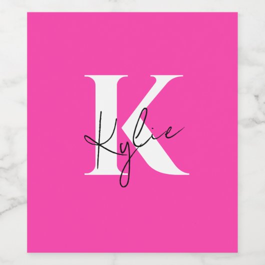 Moderne Levendige Gepersonaliseerde Monogramnaam - Wijn Etiket (Enkel label)