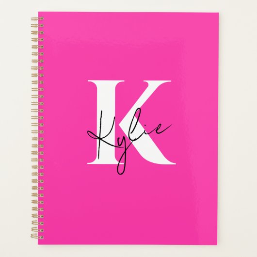 Moderne Levendige Gepersonaliseerde Naam Monogram  Planner (Voorkant)