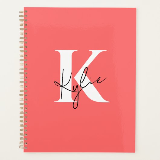 Moderne Levendige Gepersonaliseerde Naam Monogram  Planner (Voorkant)