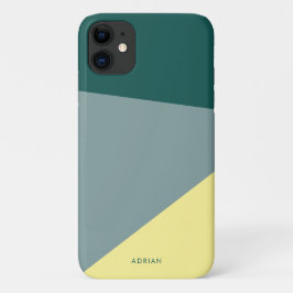 Moderne, levendige groene munt & geel geometrisch Case-Mate iPhone case