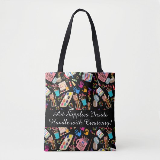 Moderne levendige kunstliefhebber gepersonaliseerd tote bag (Voorkant)
