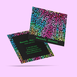 Moderne levendige Leopard textuur Vierkante Visitekaartje