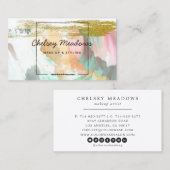 Moderne, levendige penseelstreken en gouden glitte visitekaartje (Voorkant / Achterkant)