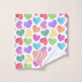 Moderne Levendige Regenboog Doodle Harten Monogram Bad Handdoek (Wasdoekje)