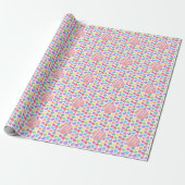 Moderne Levendige Regenboog Doodle Harten Monogram Cadeaupapier (Uitgerold)