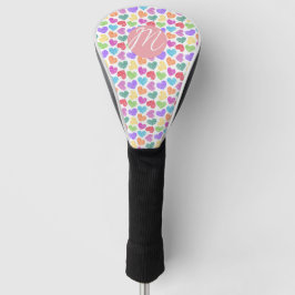 Moderne Levendige Regenboog Doodle Harten Monogram Golfheadcover