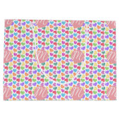 Moderne Levendige Regenboog Doodle Harten Monogram Groot Cadeauzakje (Achterkant)