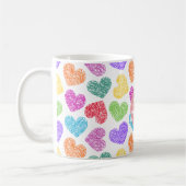 Moderne Levendige Regenboog Doodle Harten Monogram Koffiemok (Links)