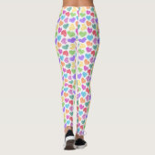 Moderne Levendige Regenboog Doodle Harten Monogram Leggings (Achterkant)