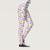 Moderne Levendige Regenboog Doodle Harten Monogram Leggings (Rechts)