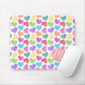 Moderne Levendige Regenboog Doodle Harten Monogram Muismat (Met muis)