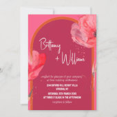 Moderne Levendige Roze Bloemen Zomerbruiloft Kaart (Voorkant)