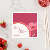 Moderne Levendige Roze Bloemen Zomerbruiloft Servet (Insitu)