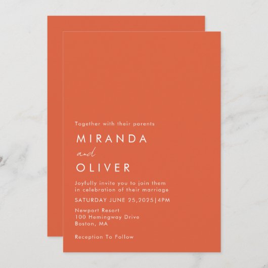 Moderne levendige Verona Sunset bruiloft Kaart (Voorkant / Achterkant)