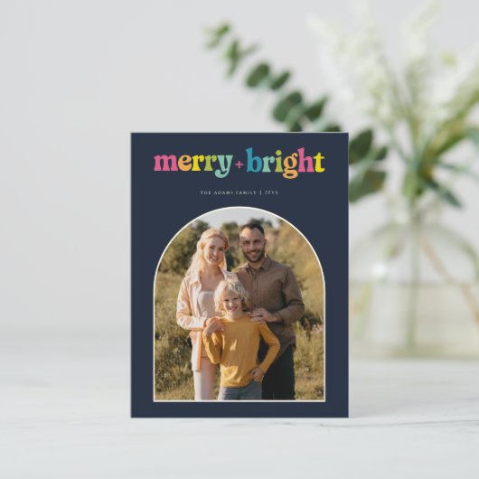 Moderne Levendige Vrolijkheid + Heldere Boog Foto  Briefkaart (Staand voorkant)