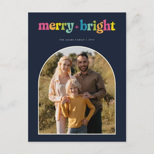 Moderne Levendige Vrolijkheid + Heldere Boog Foto  Briefkaart (Voorkant)