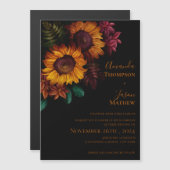 Moderne levendige zwart verbrande Sinaasappel bloe Magnetische Uitnodiging (Voorkant / Achterkant)