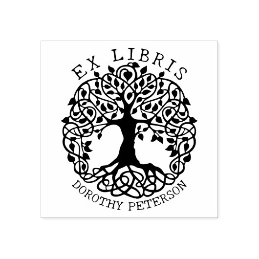 Moderne levensboom, boek ex libris rubberstempel (Afrduk)