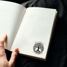 Moderne levensboom, boek ex libris rubberstempel