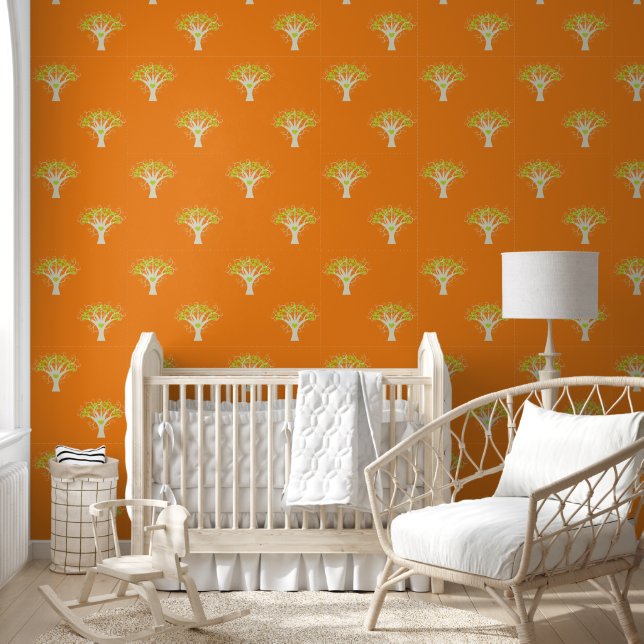 Moderne levensboom met Stippen en hart 1 Behang (Kinderen)