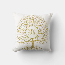 Moderne levensboom - Monogram goud Kussen