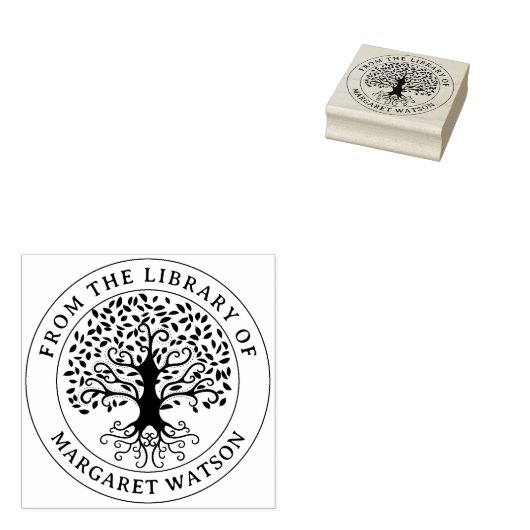 Moderne levensboom, Rond Van de bibliotheek van Rubberstempel (Gestempeld)