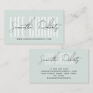 Moderne levenscoach typografie script blauw visitekaartje