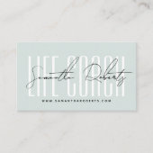 Moderne levenscoach typografie script blauw visitekaartje (Voorkant)