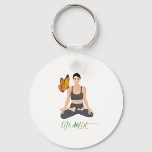 Moderne Levenskunstenaar Quote Meisje Lotus Vlinde Sleutelhanger