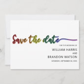 Moderne LGBT-foto bespaart het datumhuwelijk Save The Date (Voorkant)