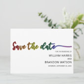 Moderne LGBT-foto bespaart het datumhuwelijk Save The Date (Staand voorkant)