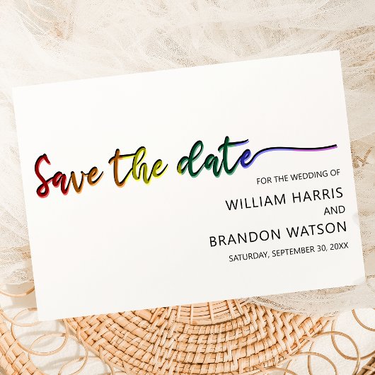 Moderne LGBT-foto save the date-huwelijk Date