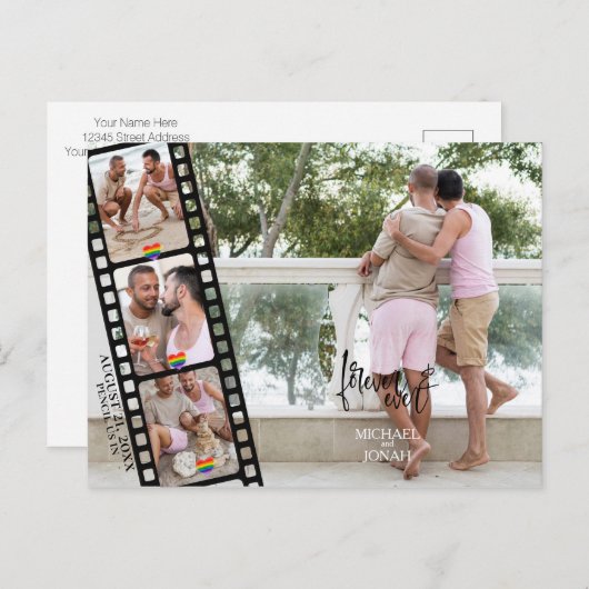 Moderne LGBTQ 4 FOTO-strip Opslaan datum Briefkaart (Voorkant / Achterkant)
