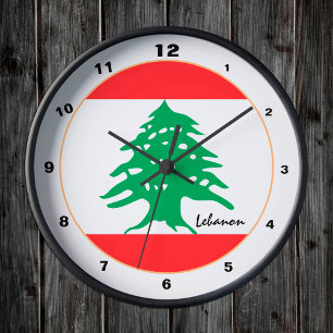 Moderne Libanese vlag, Libanon - Thuis / design Ronde Klok