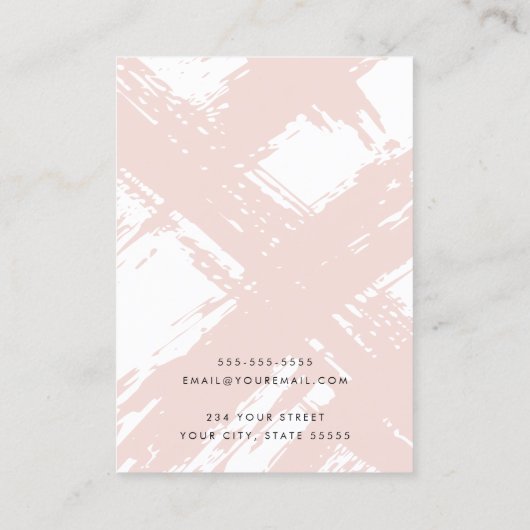 Moderne licht blush roze penseelstreken oorbel kaa visitekaartje (Achterkant)