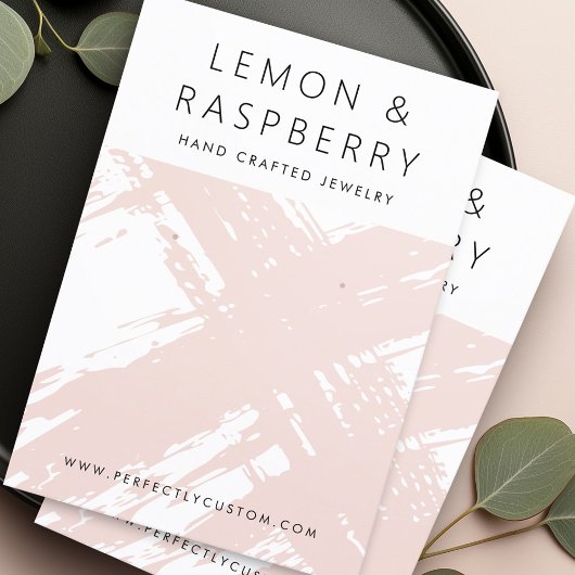 Moderne licht blush roze penseelstreken oorbel kaa visitekaartje