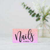 Moderne , licht-donkerbruine glitternagels visitekaartje (Staand voorkant)