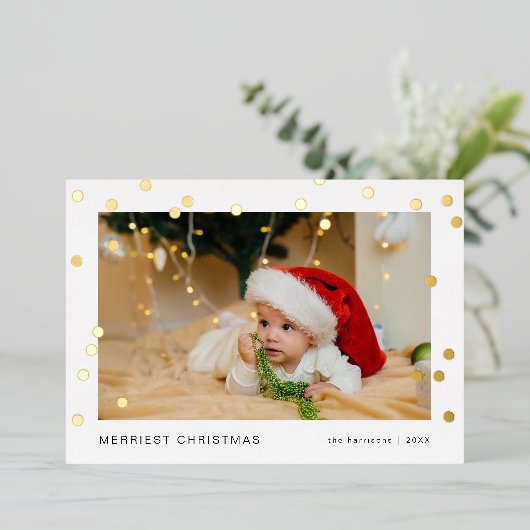 Moderne Licht Foto Folie Kerstkaart Folie Feestdagenkaart (Staand Voorkant)