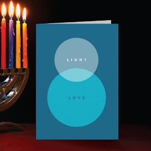 Moderne Licht & Liefde Blauwe & Turquoise Vouw Han Feestdagen Kaart