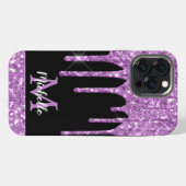 Moderne Licht Paarse Glitter Druppels Monogram iPhone Hoesje (Achterkant horizontaal)