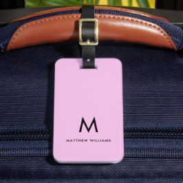 Moderne Licht Paarse Lilac Minimalistische Monogra Bagagelabel