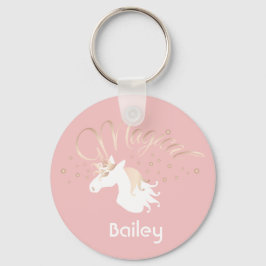 Moderne Licht Roze Roze Witte Magische Eenhoorn Sleutelhanger