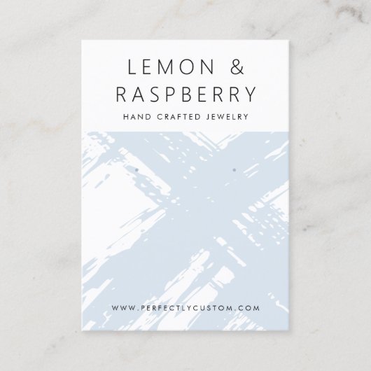 Moderne licht stoffige blauwe penseelstreken oorbe visitekaartje (Voorkant)