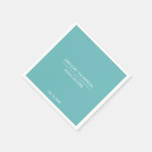 Moderne licht turquoise huwelijksnamen & datum bru servet (Hoek)