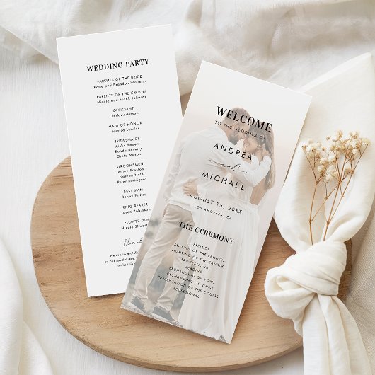 Moderne Licht Vervaagd Transparante Foto Bruiloft Programmakaart