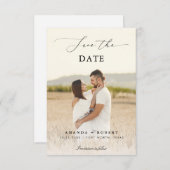 Moderne licht vervaagde foto- en scriptbruiloft save the date (Voorkant / Achterkant)