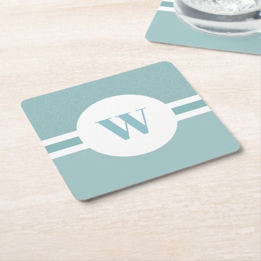 Moderne lichtblauw aangepast monogram initaal kartonnen onderzetters (Schuin)