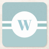 Moderne lichtblauw aangepast monogram initaal kartonnen onderzetters (Voorkant)