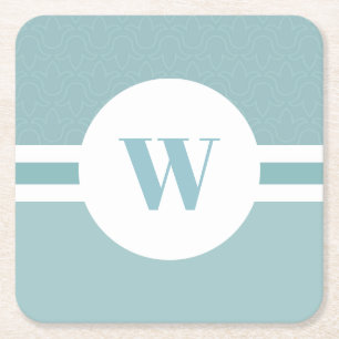 Moderne lichtblauw aangepast monogram initaal kartonnen onderzetters